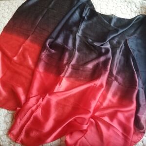 Large Silky Scarf Black and Red
